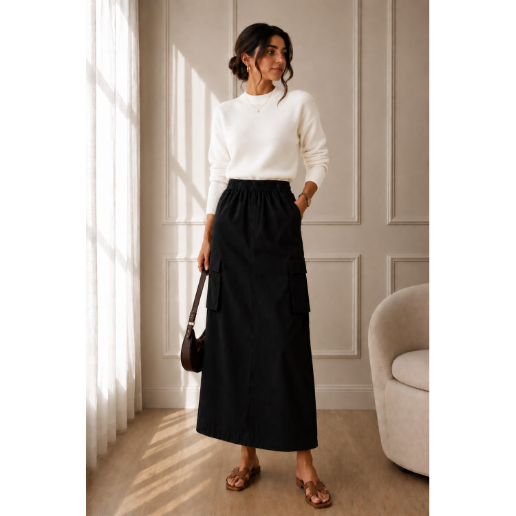 Jupe Longue Femme Chic NOIR