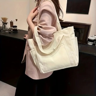 Grand Sac fourre-tout en toile - CREME