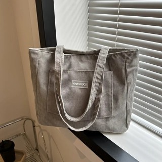 Grand Sac Fourre-Tout en Velours - GRIS CLAIR