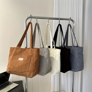Grand Sac Fourre-Tout en Velours - GRIS CLAIR