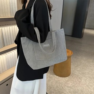 Grand Sac Fourre-Tout en Velours - GRIS CLAIR