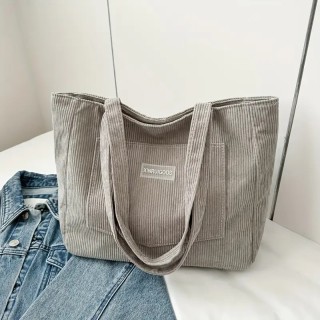 Grand Sac Fourre-Tout en Velours - GRIS CLAIR