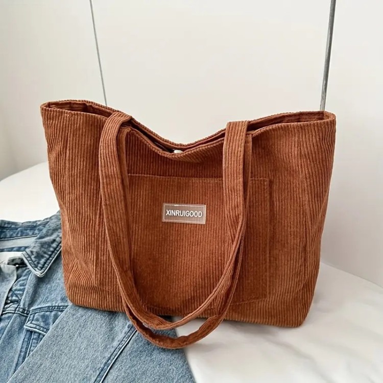 Grand Sac Fourre-Tout en Velours - MARRON