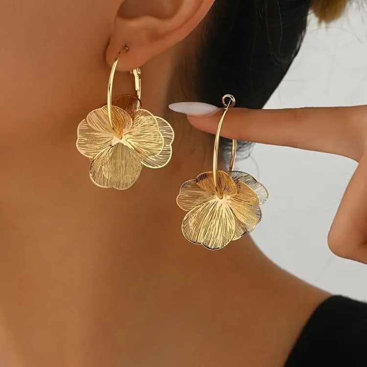 Boucle d'oreilles ajourées - Grosse Fleur