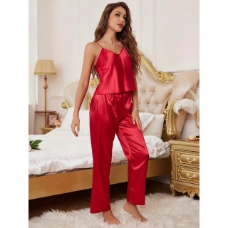 Pyjama Satin 2 pièces ROUGE