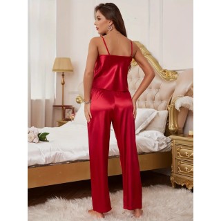 Pyjama Satin 2 pièces ROUGE