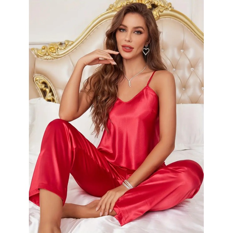Pyjama Satin 2 pièces ROUGE