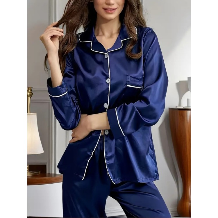 Pyjama Femme Uni Bleu