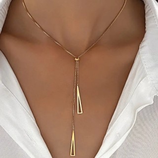 Collier en Y avec pendentif Triangle doré