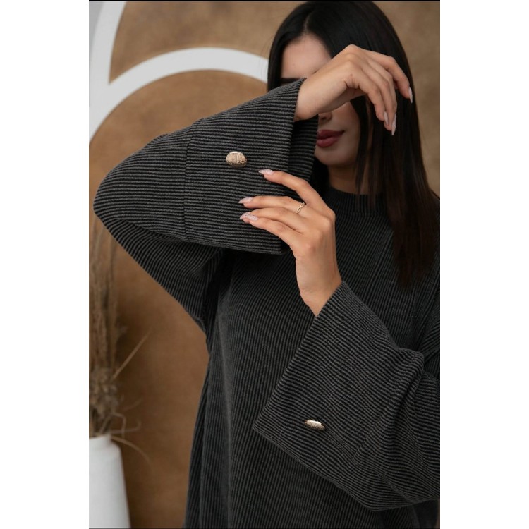 Ensemble Détente Pantalon avec Pull Large - GRIS CHARBON