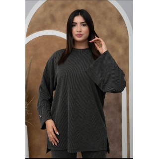 Ensemble Détente Pantalon avec Pull Large - GRIS CHARBON