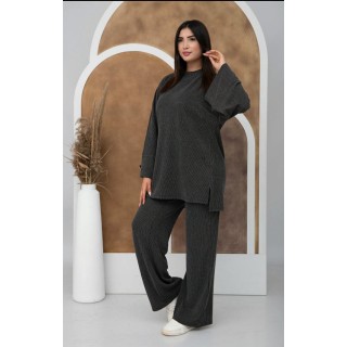 Ensemble Détente Pantalon avec Pull Large - GRIS CHARBON