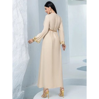 Robe de soirée col V Beige