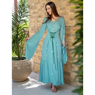 Robe de soirée sans Manches Bleu Turquoise