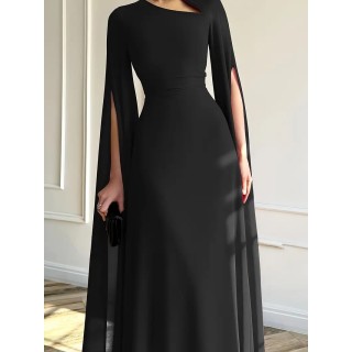 copie de Robe de soirée Longue avec manches cape NOIRE