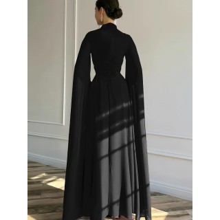 Robe de soirée Longue avec manches cape NOIRE