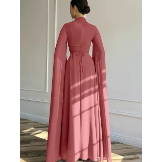 Robe de soirée Longue avec manches cape ROSE
