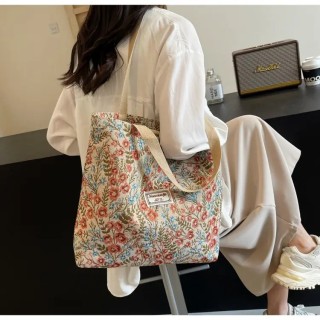 Grand Sac à bandoulière vintage à motifs floraux - ROUGE