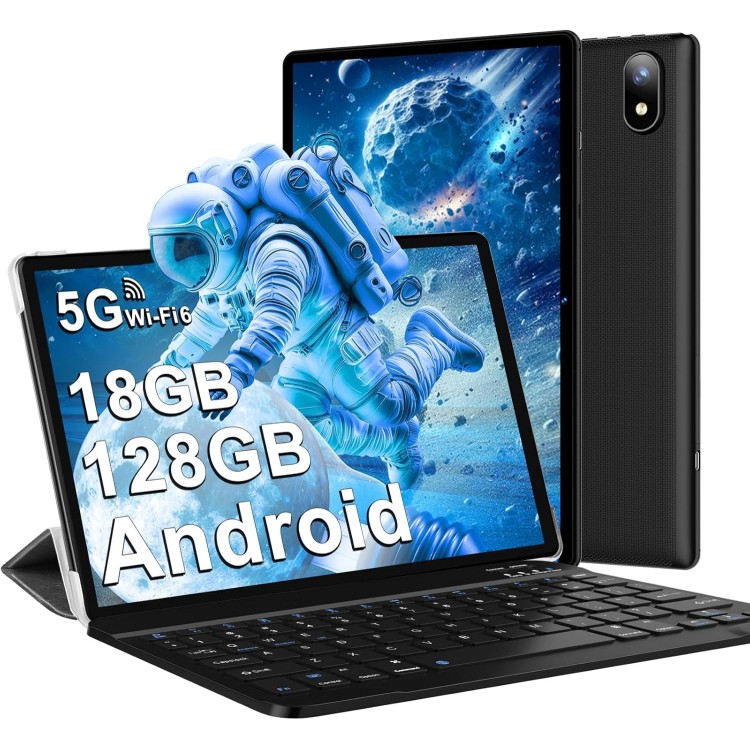 Tablette 10 Pouces Android 14 avec 5G Wi-Fi 6, 18Go RAM+128Go ROM - NOIR