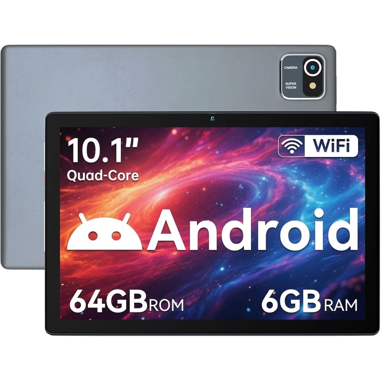 Tablette 10 Pouces Android 13 Quad-Core avec 6Go RAM+ 64Go ROM