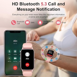 Smartwatch Montre Connectée Femme 1.57"- IOS et Android - Rose Doré - NEUVE