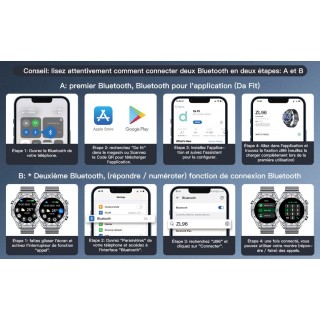 Smartwatch Montre Connectée Homme 1.42"- IOS et Android - Grise métal avec 2 Bracelets - NEUVE