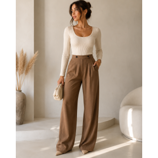 Pantalon Classique Femme - MARRON