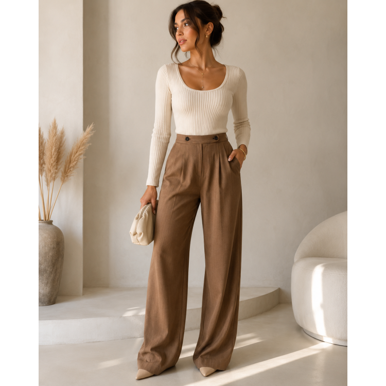 Pantalon Classique Femme - MARRON