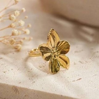 Bague  Fleur en acier inoxydable